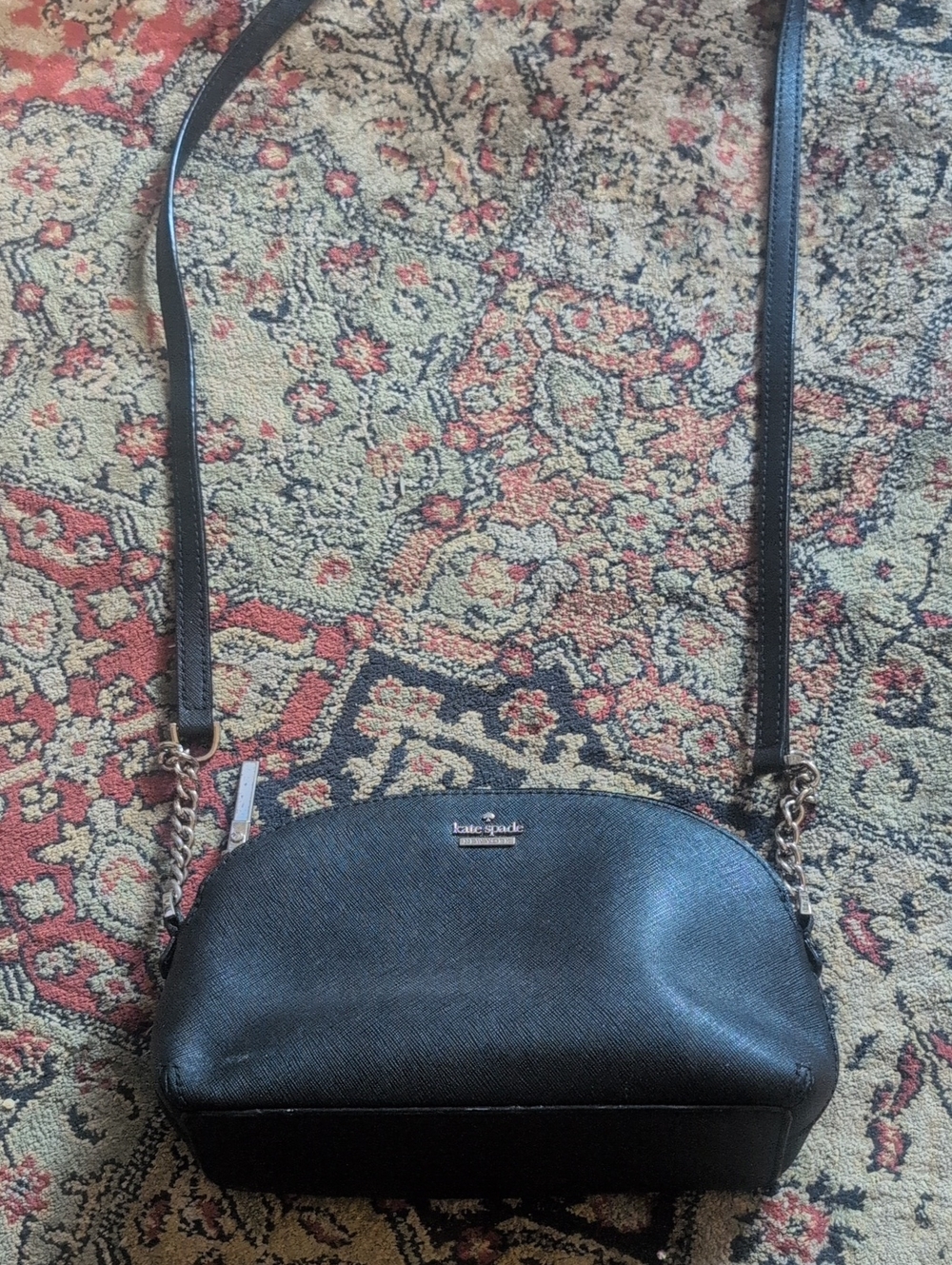 kate spade Black Leather Crossbody with Chain Strap